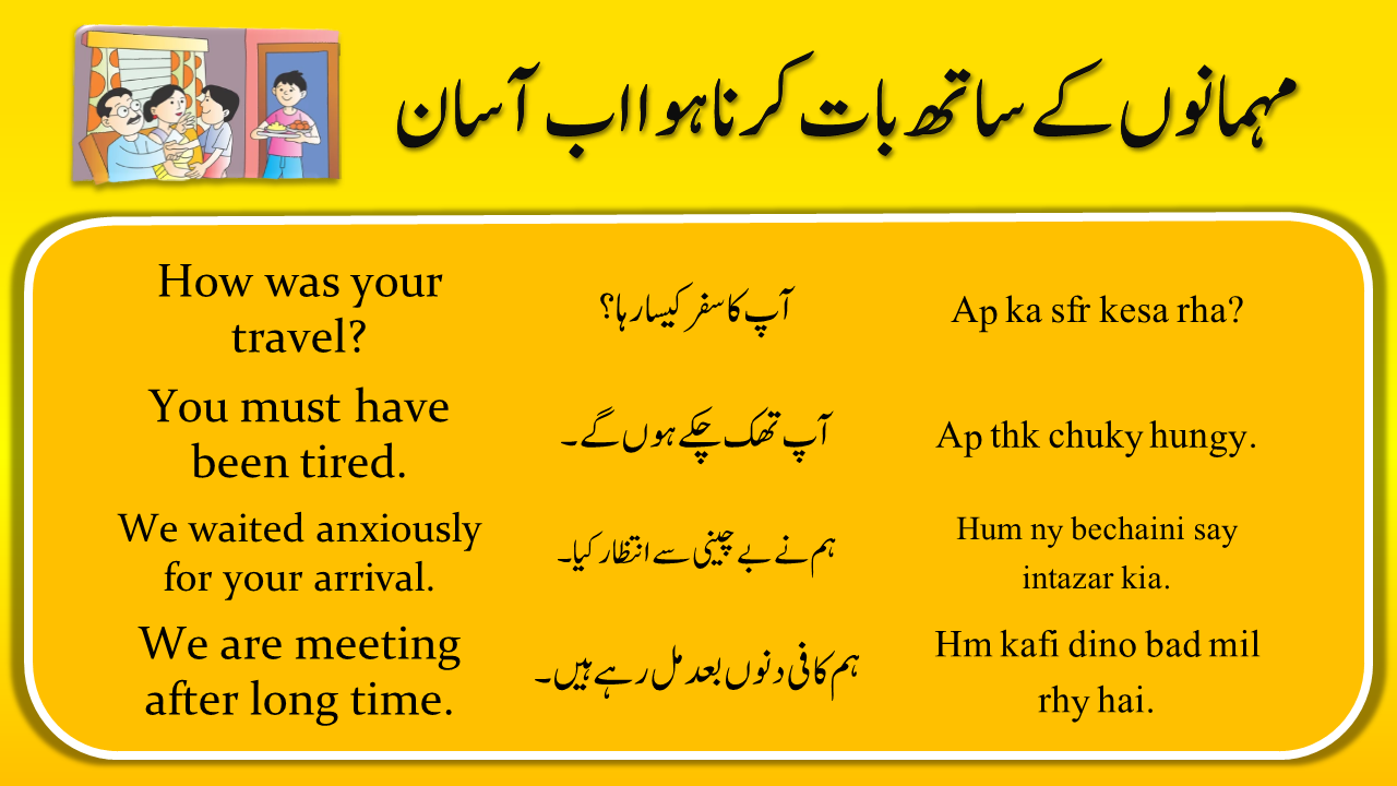 Daily Use English Sentences For guests At Home in urdu