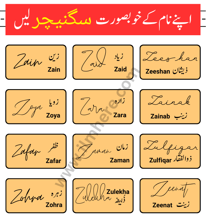 Best Urdu Signature Style and Ideas for Letter Z