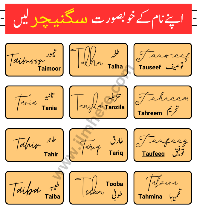 Best Urdu Signature Style and Ideas for Letter T