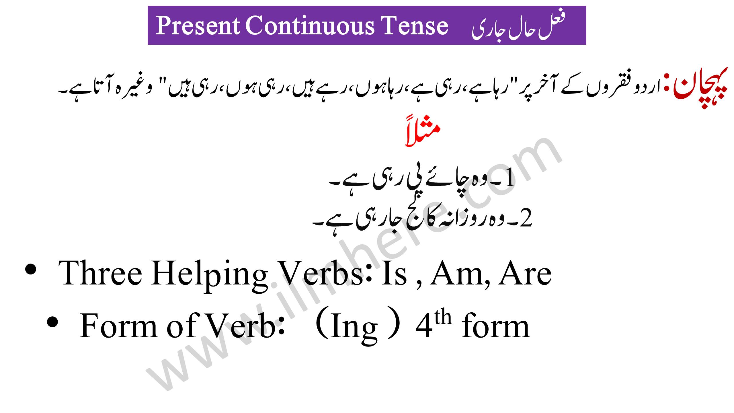 Present Continuous Tense  فعل حال جاری